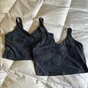 Set of 2 Lululemon Align Tie Dye V-Neck Cropped Tank Top with Shelf Bra